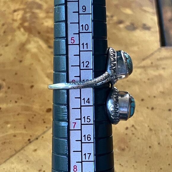 Natural Blue Moon Turquoise Sterling Silver Ring Size 6 - Picture 8 of 9